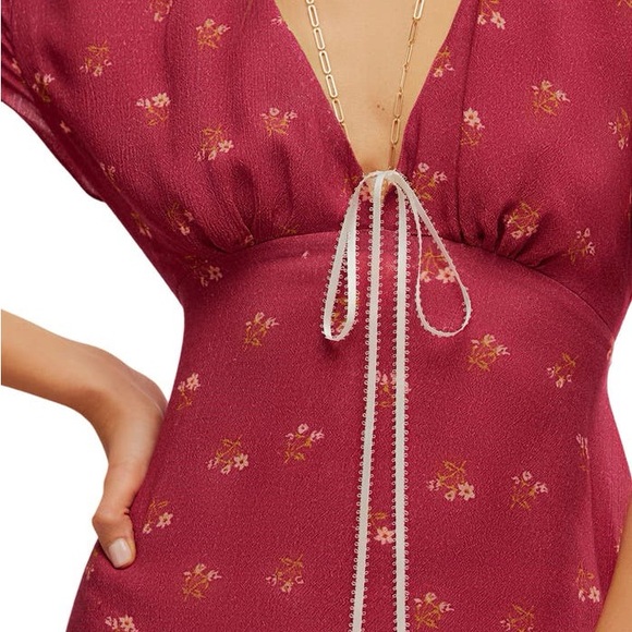 New! Free People Maroon Floral Dress ($128 retail) size large NWT - Picture 6 of 7